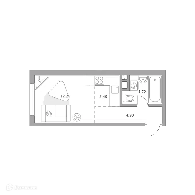 Студия 25.27 м² Гранель Коломенское