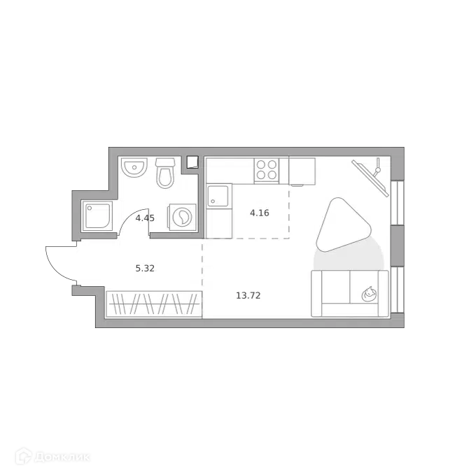 Студия 27.65 м² Гранель Коломенское
