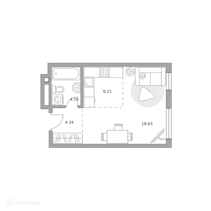 Студия 33.73 м² Гранель Коломенское