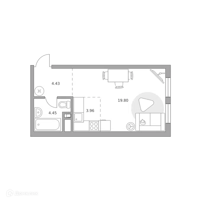 Студия 32.64 м² Гранель Коломенское