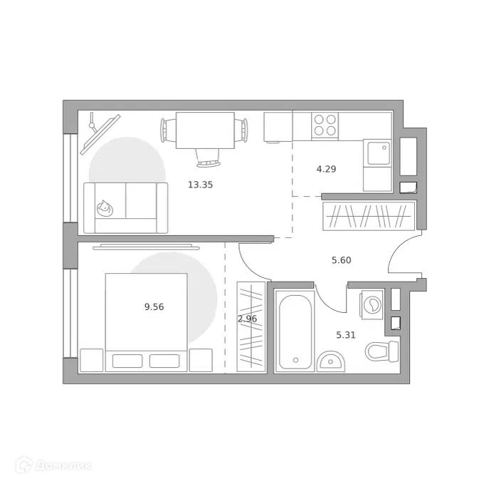 2-комнатная квартира 41.07 м² Гранель Коломенское