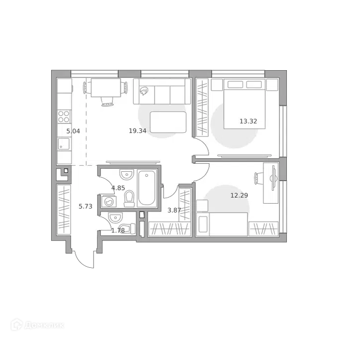 3-комнатная квартира 66.22 м² Гранель Коломенское