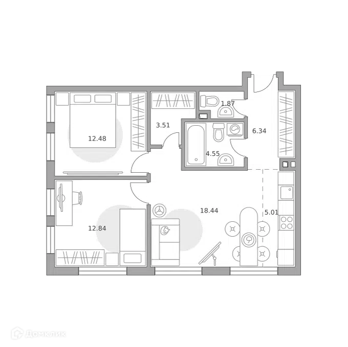 3-комнатная квартира 65.04 м² Гранель Коломенское