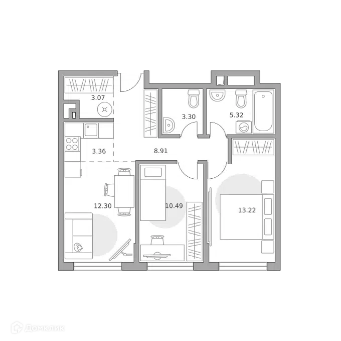 3-комнатная квартира 59.97 м² Гранель Коломенское