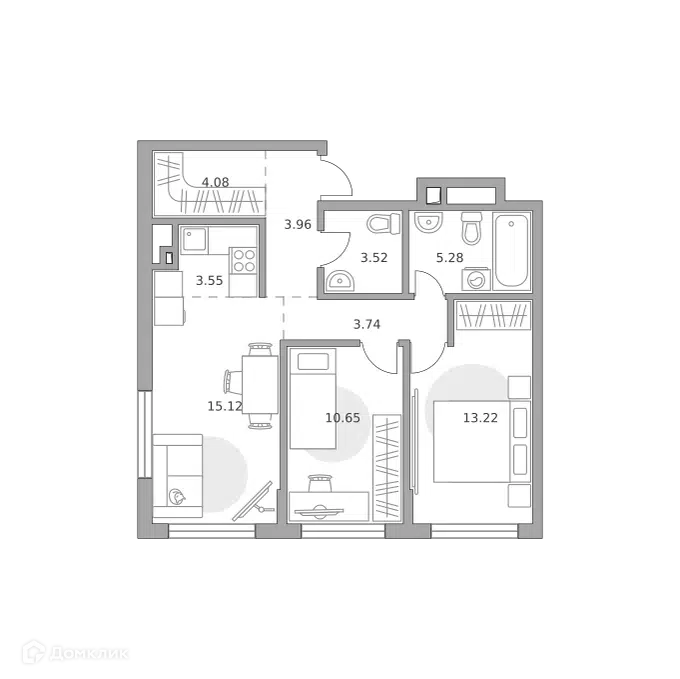 3-комнатная квартира 63.12 м² Гранель Коломенское