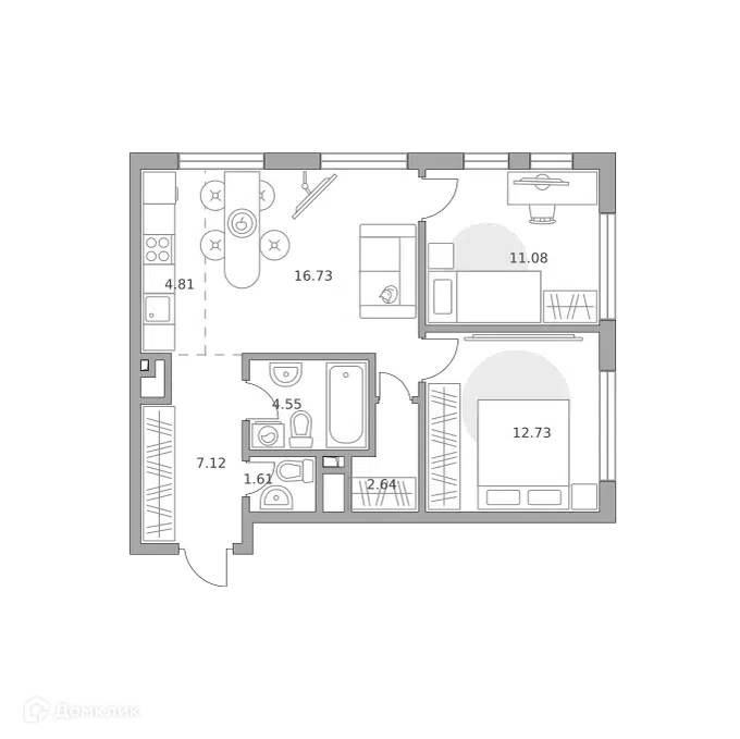 3-комнатная квартира 61.27 м² Гранель Коломенское