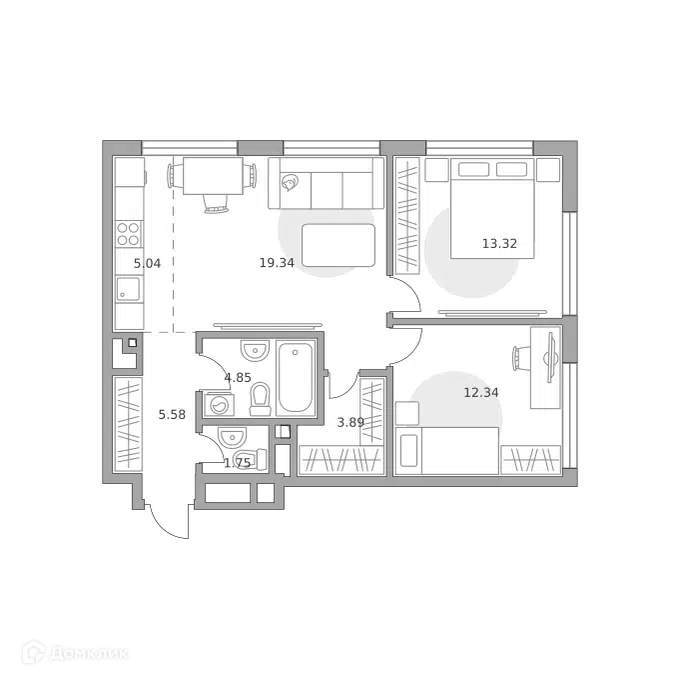 3-комнатная квартира 66.11 м² Гранель Коломенское