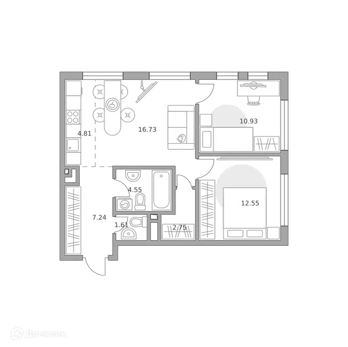 3-комнатная квартира 61.17 м² Гранель Коломенское
