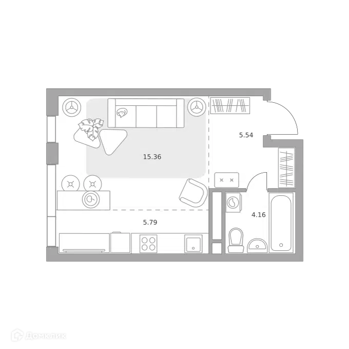 Студия 30.85 м² Нижегородская от Гранель