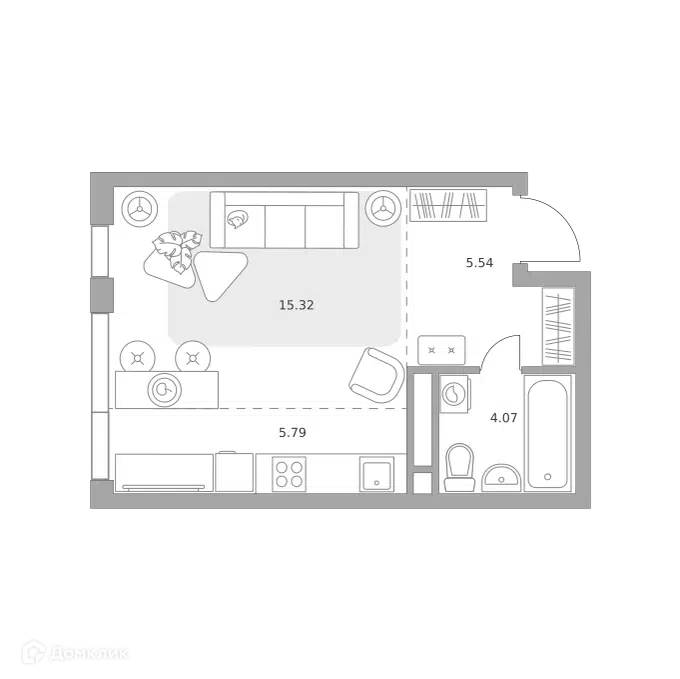 Студия 30.72 м² Нижегородская от Гранель