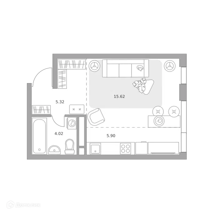 Студия 30.86 м² Нижегородская от Гранель