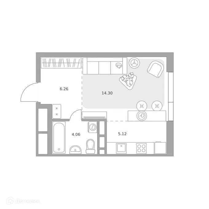 Студия 29.74 м² Нижегородская от Гранель