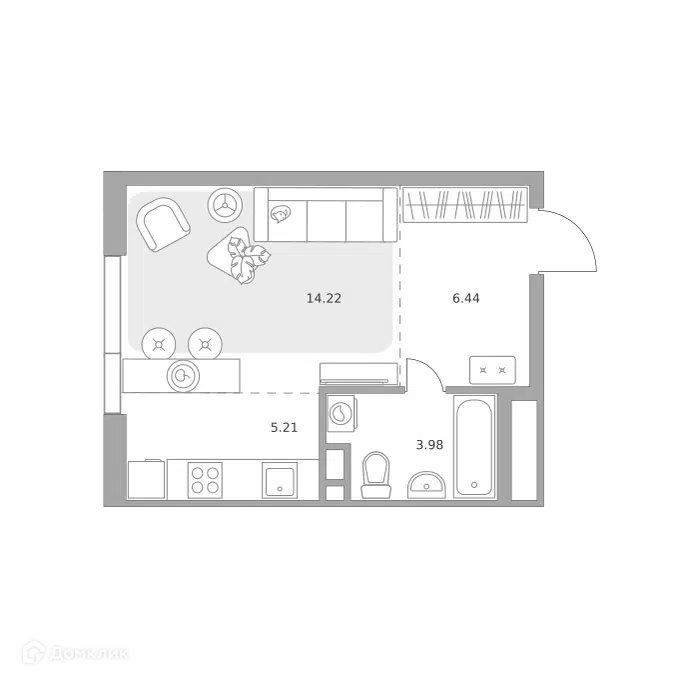 Студия 29.85 м² Нижегородская от Гранель