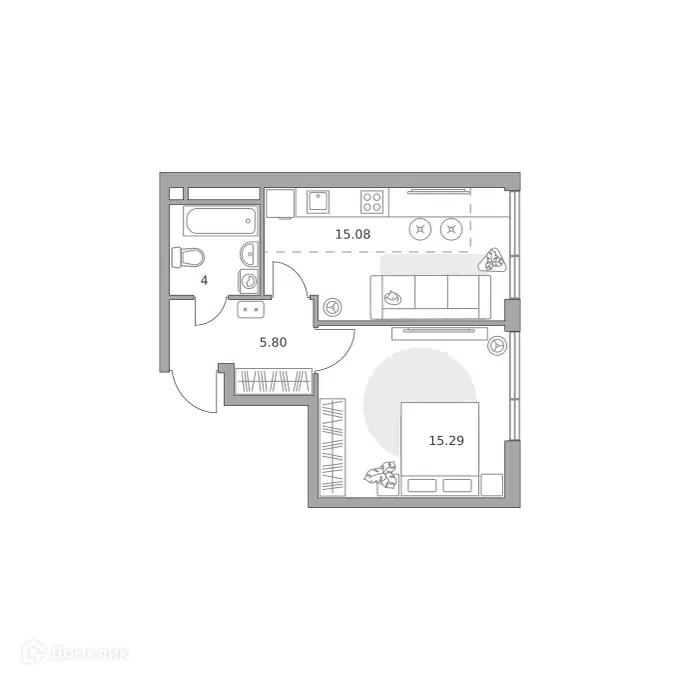 1-комнатная квартира 40.17 м² Нижегородская от Гранель