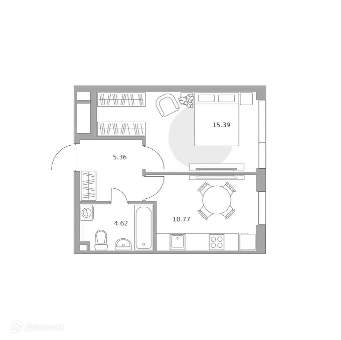 1-комнатная квартира 36.14 м² Нижегородская от Гранель