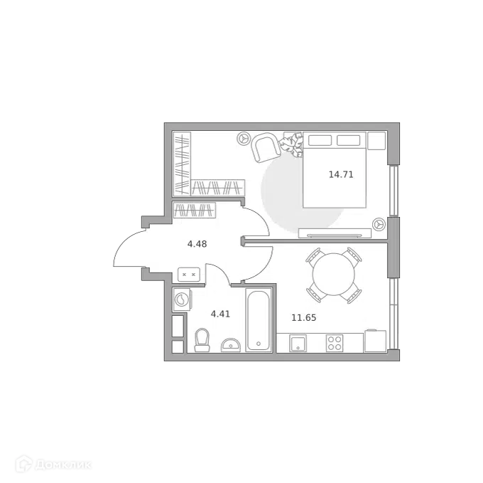 1-комнатная квартира 35.25 м² Нижегородская от Гранель