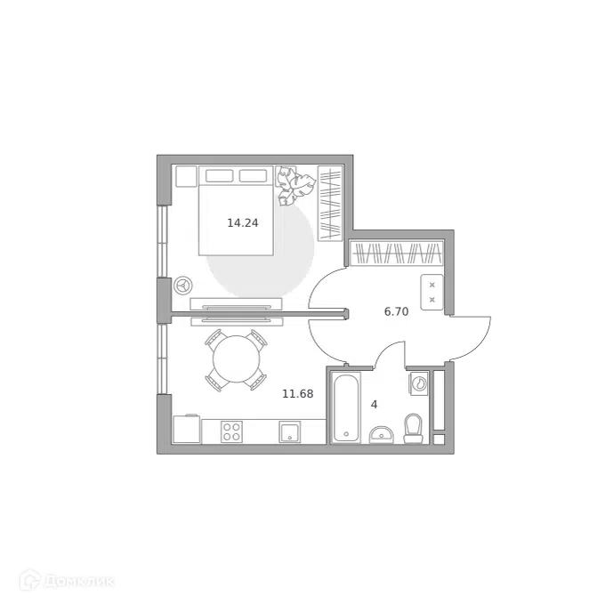 1-комнатная квартира 36.62 м² Нижегородская от Гранель