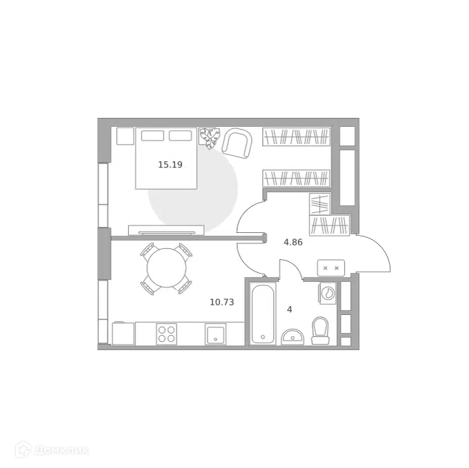 1-комнатная квартира 34.78 м² Нижегородская от Гранель
