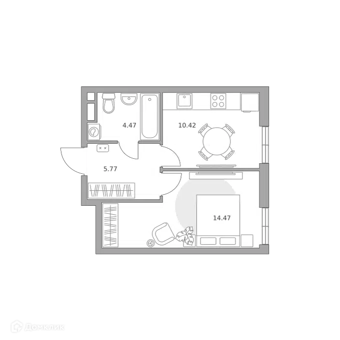1-комнатная квартира 35.13 м² Нижегородская от Гранель