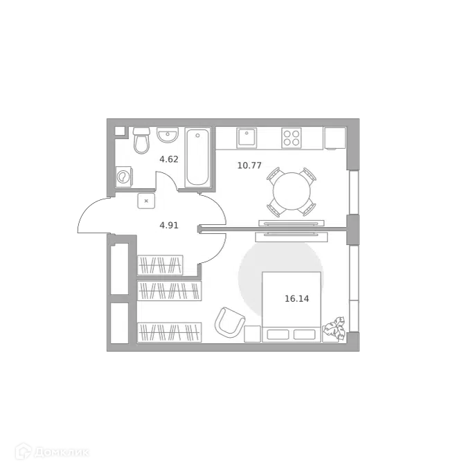 1-комнатная квартира 36.44 м² Нижегородская от Гранель