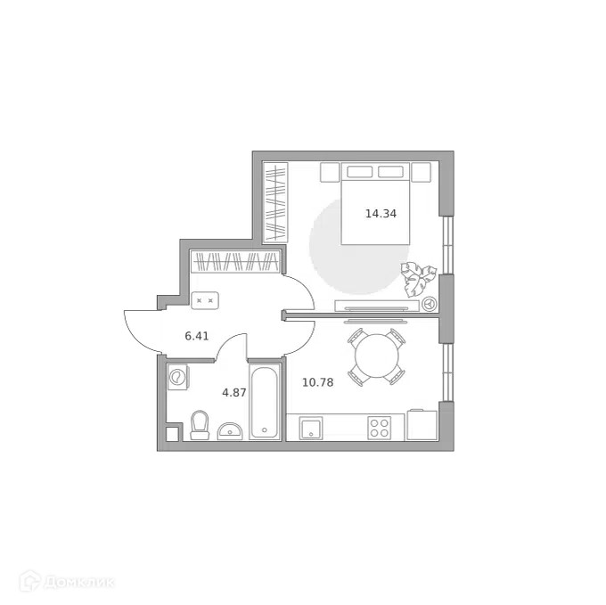 1-комнатная квартира 36.4 м² Нижегородская от Гранель