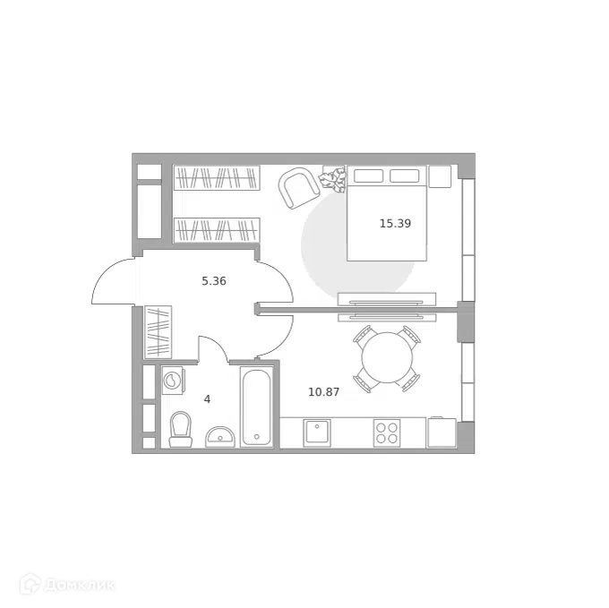 1-комнатная квартира 35.62 м² Нижегородская от Гранель