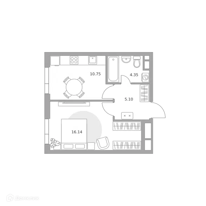 1-комнатная квартира 36.34 м² Нижегородская от Гранель