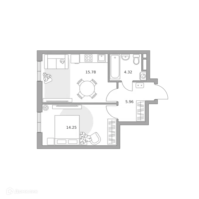 1-комнатная квартира 40.31 м² Нижегородская от Гранель