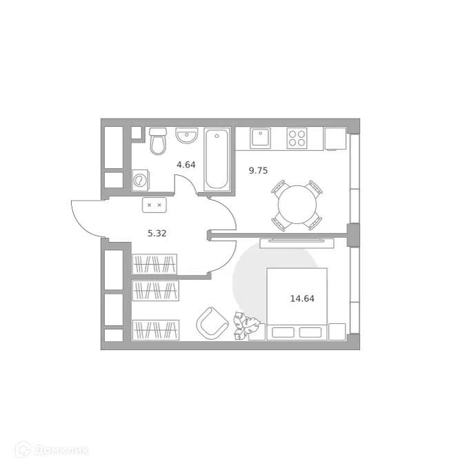 1-комнатная квартира 34.35 м² Нижегородская от Гранель