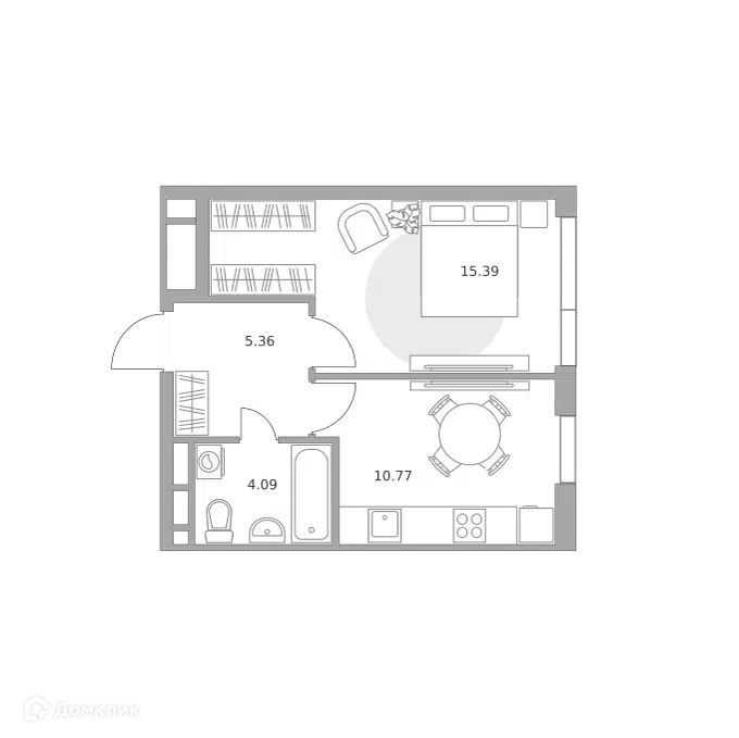 1-комнатная квартира 35.61 м² Нижегородская от Гранель