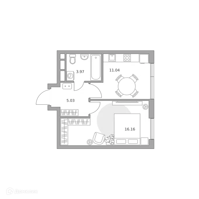 1-комнатная квартира 36.2 м² Нижегородская от Гранель