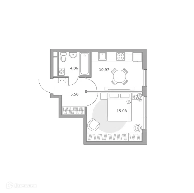 1-комнатная квартира 35.67 м² Нижегородская от Гранель