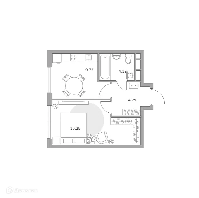 1-комнатная квартира 34.49 м² Нижегородская от Гранель