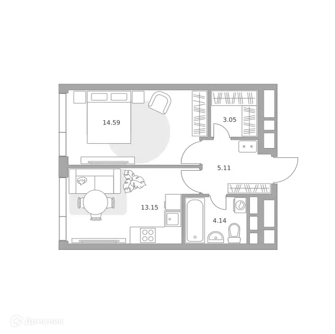 1-комнатная квартира 40.04 м² Нижегородская от Гранель
