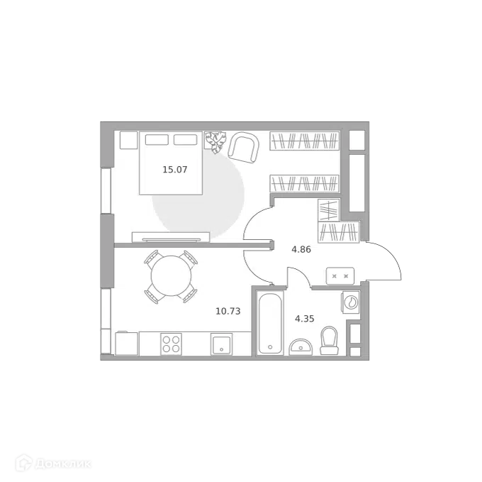 1-комнатная квартира 35.01 м² Нижегородская от Гранель