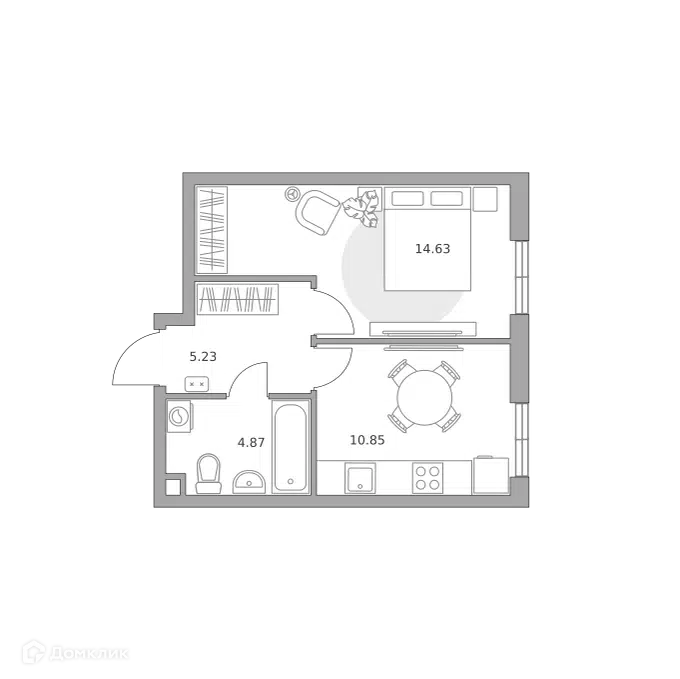 1-комнатная квартира 35.58 м² Нижегородская от Гранель