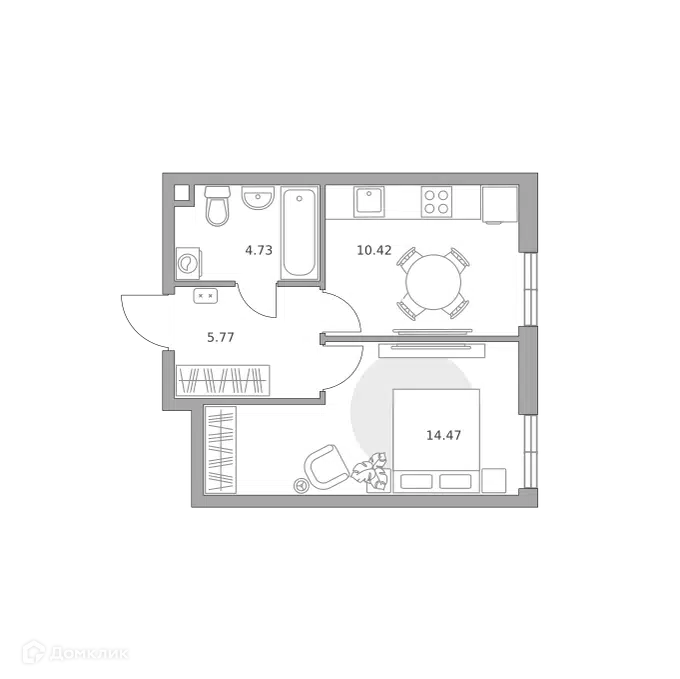 1-комнатная квартира 35.39 м² Нижегородская от Гранель