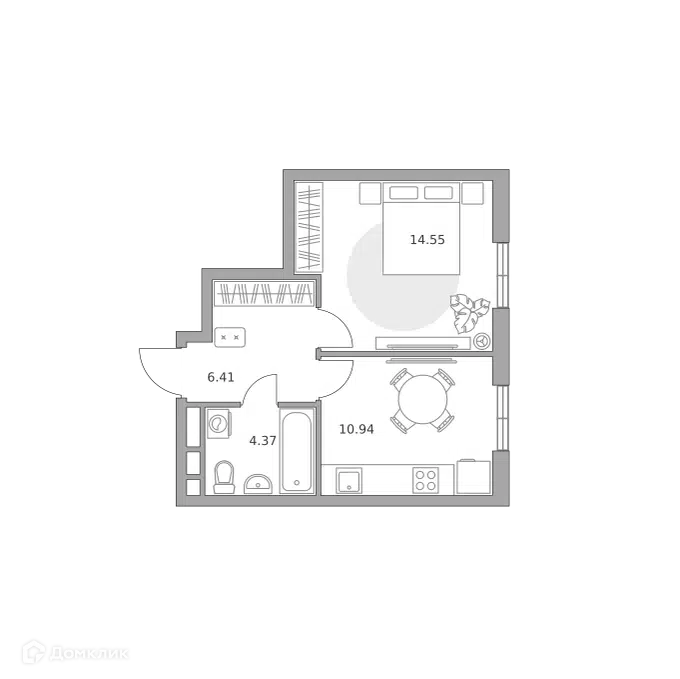1-комнатная квартира 36.27 м² Нижегородская от Гранель