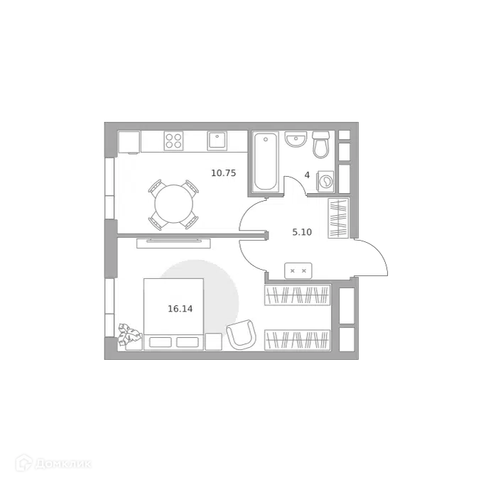 1-комнатная квартира 35.99 м² Нижегородская от Гранель