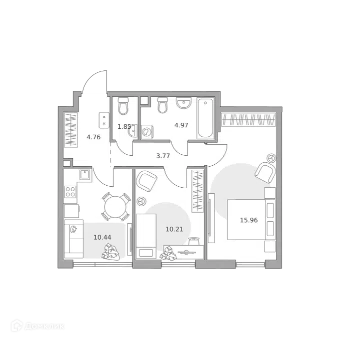 2-комнатная квартира 51.96 м² Нижегородская от Гранель