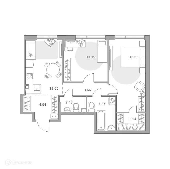 2-комнатная квартира 61.62 м² Нижегородская от Гранель