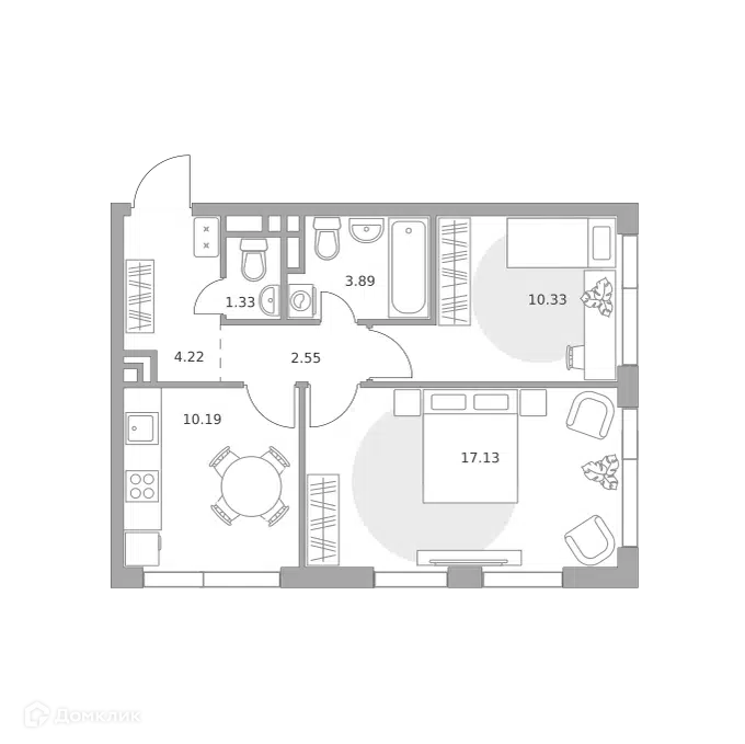 2-комнатная квартира 49.64 м² Нижегородская от Гранель