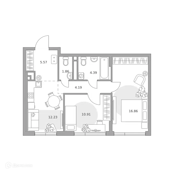 2-комнатная квартира 56.01 м² Нижегородская от Гранель