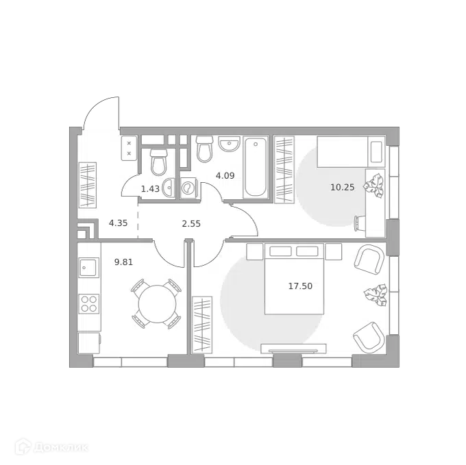 2-комнатная квартира 49.98 м² Нижегородская от Гранель