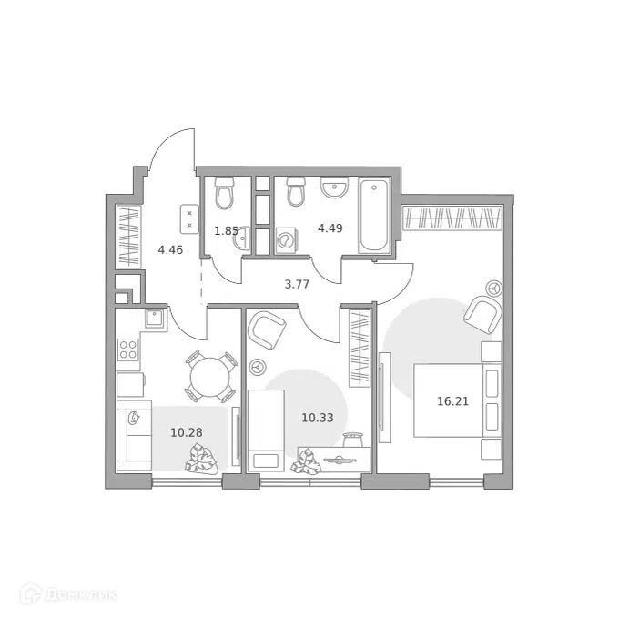 2-комнатная квартира 51.39 м² Нижегородская от Гранель