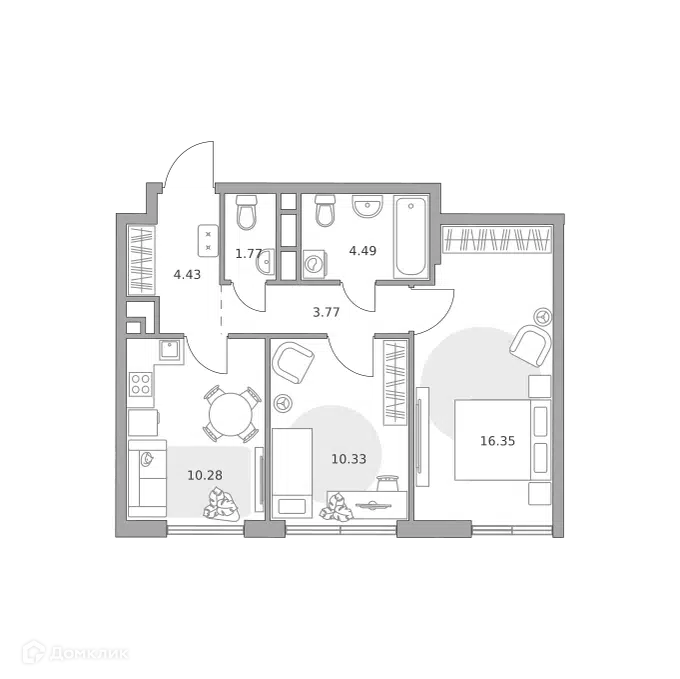 2-комнатная квартира 51.42 м² Нижегородская от Гранель