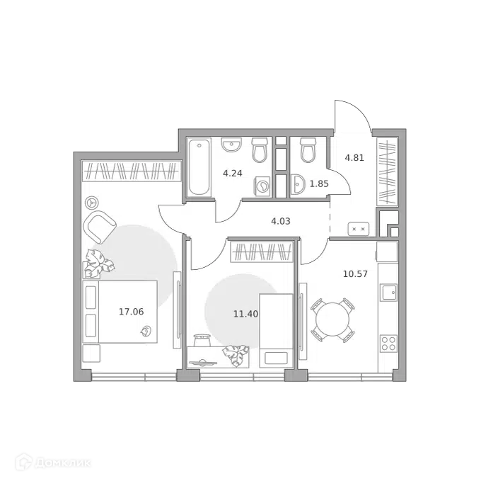 2-комнатная квартира 53.96 м² Нижегородская от Гранель