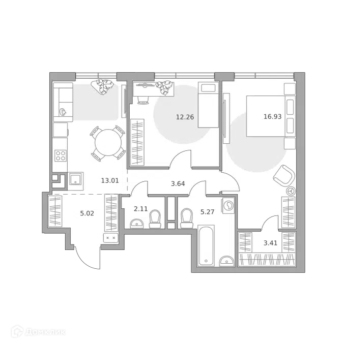 2-комнатная квартира 61.65 м² Нижегородская от Гранель