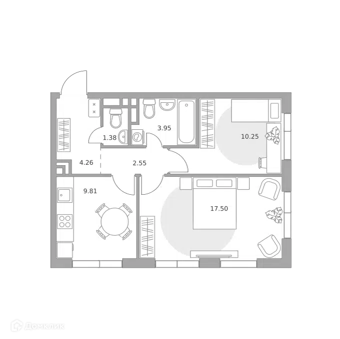 2-комнатная квартира 49.7 м² Нижегородская от Гранель