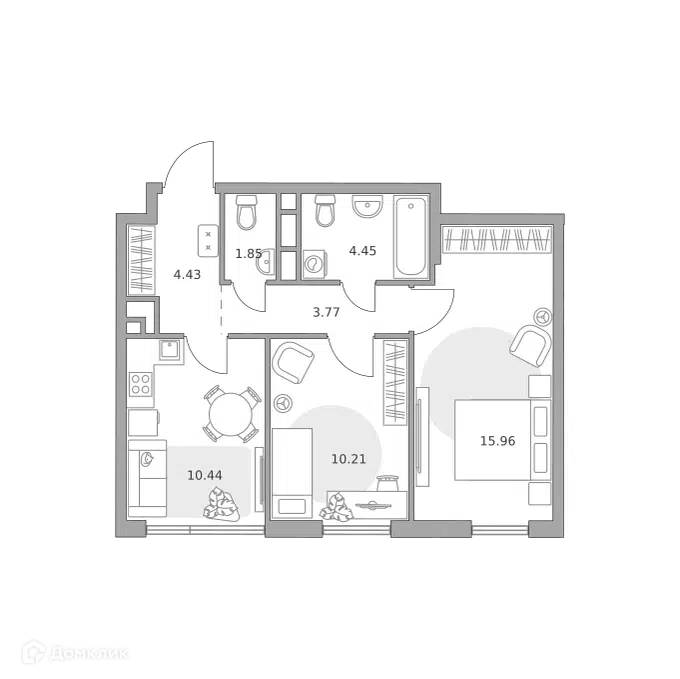2-комнатная квартира 51.11 м² Нижегородская от Гранель